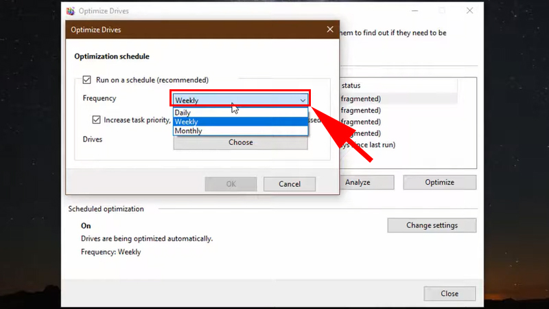 Chọn Weekly để tối ưu h&oacute;a RETRIM theo h&agrave;ng tuần